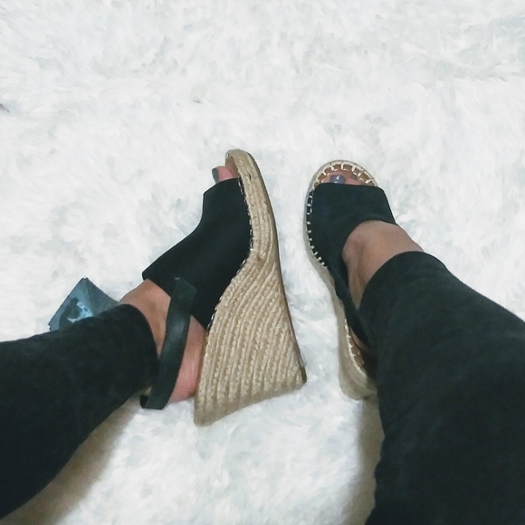 2×$40 Toms Black Oxford Woman's Monica Wedges - Picture 5 of 11